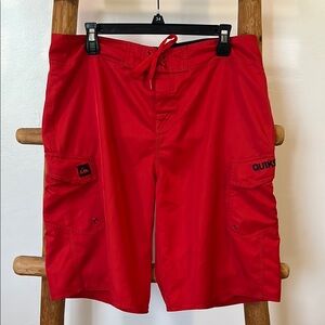 Quiksilver Red Cargo Swim Shorts